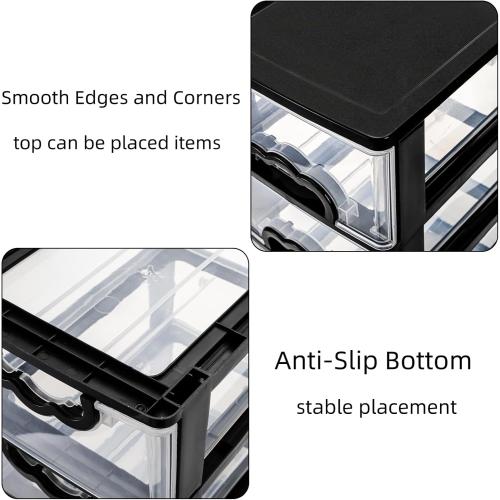 Desktop Organizer with 4 Drawers, Clear Plastic Storage Drawer Unit, Small Desk Organizer Storage Box, Durable Storage Bin Container Case for Countertop Stationery Pens Makeup Office Supplies