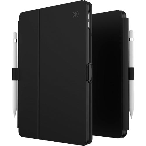 Speck Balance Folio Case for iPad 10.2 Inch (2019-2021) - Drop & Camera Protection, Slim Multi Range Stand, Apple Pencil Holder - Black/Black