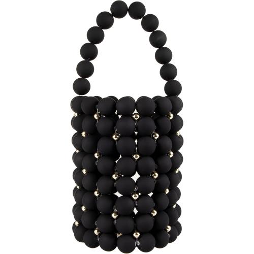 COLOR RED YUSHINY Women Beaded Bucket Matte-finish Evening Bags with Detachable Chain for Wedding Party