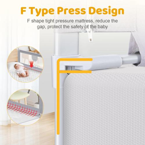omzer Bed Rail for Toddlers - 3 Sides Safety Baby Bed Rail Guard with Child Lock, Infants Height Adjustment Queen Size Bed Rail for Toddlers,78.74X78.74X59