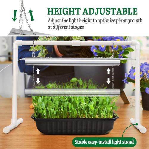 SOLIGT 1020 Size Seed Starter Kit with Grow Light and Heat Mat – 7 Humidity Dome, 6x12 Cell Seed Starter Tray, Bright-Adjustable with 8/12/18H Timer & Stand for Seed Starting & Seedling Propagation