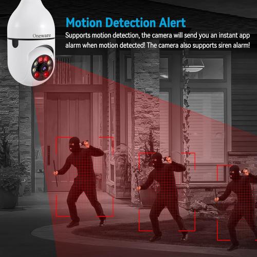 Light Bulb Security Camera HD Pan Tilt Wireless 360 Degree Floodlight Night Vision 5Ghz with Floodlight Human Motion Detection and Alarm 2pack