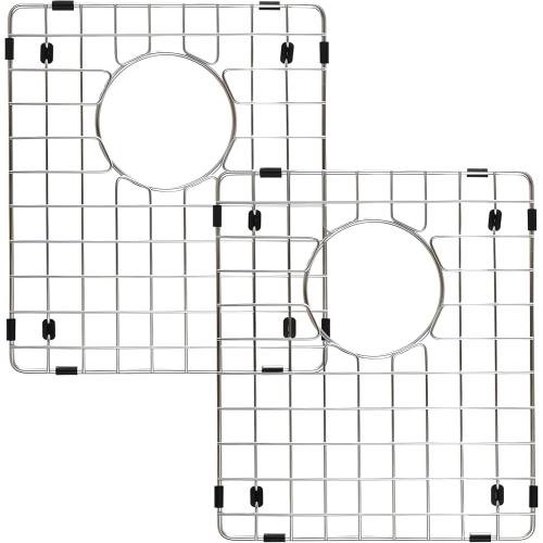 2 Pack Sink Protectors for Kitchen Sink, 14.37'' x 12.5'' Stainless Steel Grate With Rear Drain Hole