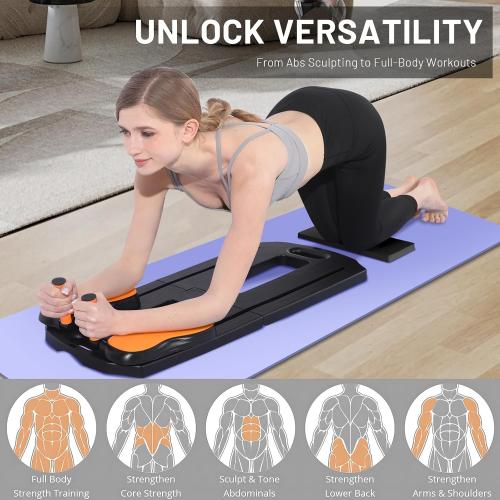 Pilates Board, 2025 Pilates Reformer Set, Multifunctional Abdominal Board, Portable Ab Core Trainer, Foldable Pilates Reformer Board for Home, Black