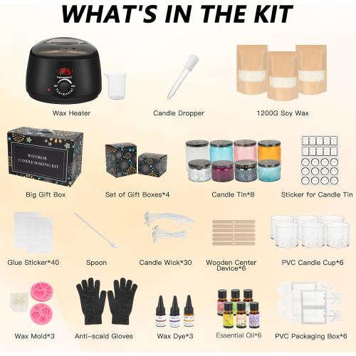Candle Making Kit, Scented Candles Making Kit Supplies with Digital Soy Wax Melt Warmer Candle Making Complete Kit for Adults Beginners DIY Starters