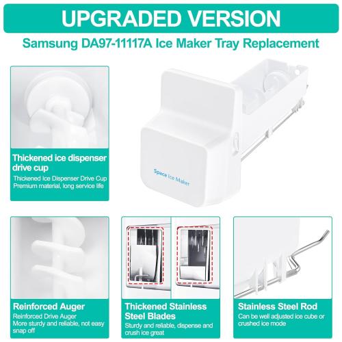 Upgraded DA97-11117A Refrigerator Ice Bin Replacement Compatible with Samsung Refrigerator Ice Maker Tray & Auger Assembly RF4287HARS,RFG296HDB, RFG297AARS,RFG298HDRS Ice Bucket Replacement Parts