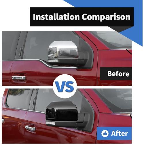 Voodonala for F150 Rearview Mirror Cover Sider Mirror Shell Trim Compatible with Ford F150 Accessories 2015-2020, Black