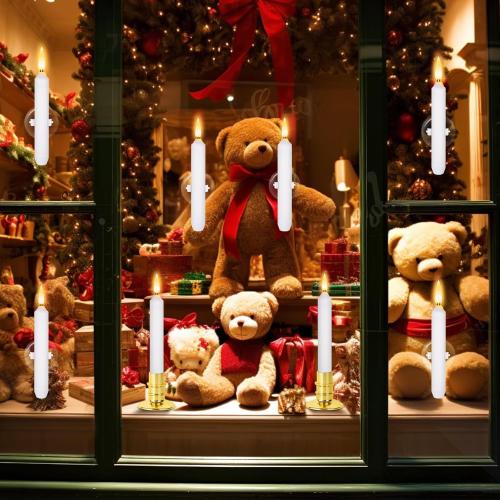 Verdenu Christmas Window Candles, 12 PCS Battery Operated Flameless LED Window Lights with Remote & Timer, 3D Flickering Taper Candle for Wedding Party Decorations