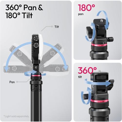 ULANZI MT-80 Aluminum Tripod Stand, 7FT Extendable Camera Phone Tripod for Travel, Auto Pop-Up, 1/4 Screw, 360 Ball Head Portable Photo Video Light Stand for DSLR Camera, Ring Light, Video Rig