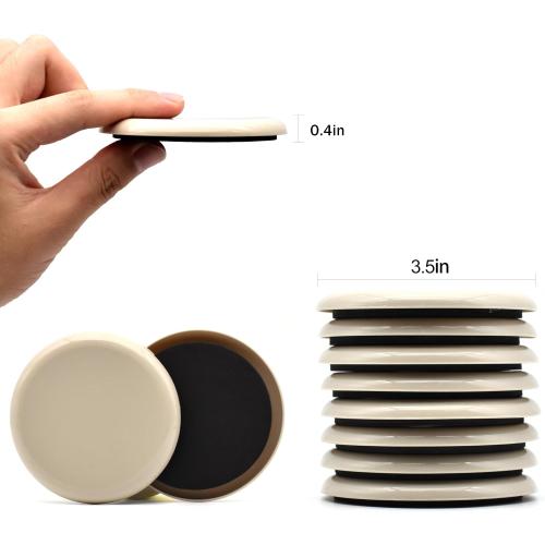 Furniture Sliders, Furniture Sliders Pads for Hardwood Floors, Chair Legs Floors Protectors, Reusable Round Glides Glider, Heavy Duty Furniture Movers Sliders (8 Pcs, 3 1/2inch，Coffee)