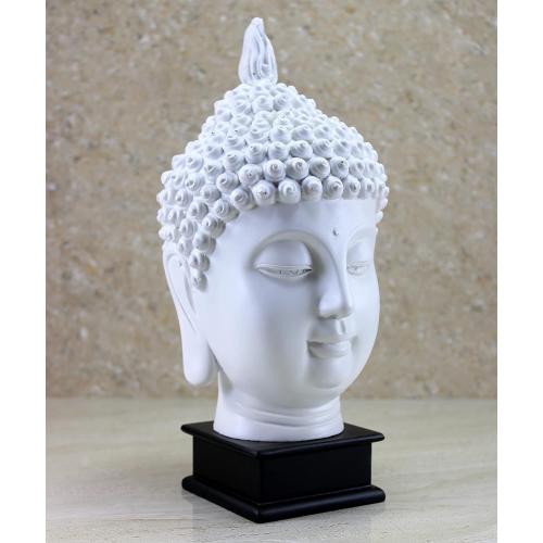 eSplanade Buddha Head Statue for Home Decor | Resin Buddha Face Showpiece for Living Room, Meditation, Office Table Desk, Shelf | Tibetan Buddhist Idol | Zen or Yoga Figurine Gifts | White, 10.5 Inch