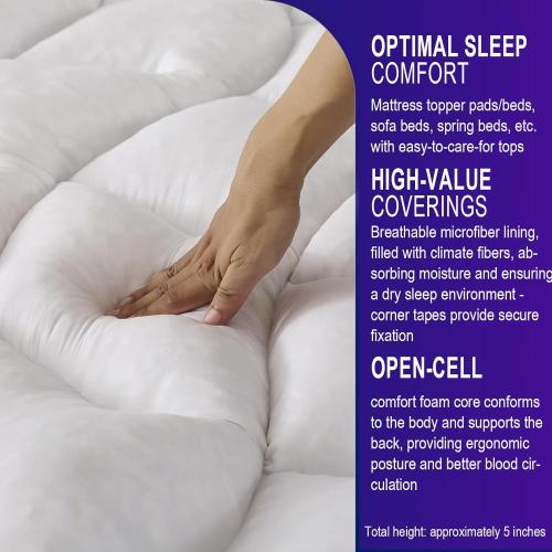 Memory Foam Mattress Topper Queen, 1700 GSM Gel Foam for Back Pain Relief | 1700 GSM CertiPUR-US Gel Memory Foam Mattress Topper for Back Pain & Pressure Relief, Plush Support, 2-3 Inch Thick