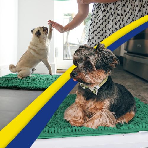 Muddy Mat® | Super Absorbent Door Mat Indoor, Microfiber Quick Dry Chenille Entryway Rug, Non-Slip Front Door Mat, Indoor Mats for Entryway, Machine Washable Pet Rug, Dark Green