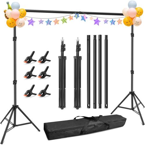 Size 10x7ft ( Hemmotop Photo Backdrop Stand, WxH) Background Stand for Photoshoot, Adjustable Backdrops Support kit with Carry Bag for Parties, Photography, Projector Screen, Wedding, Decoration, Balloons