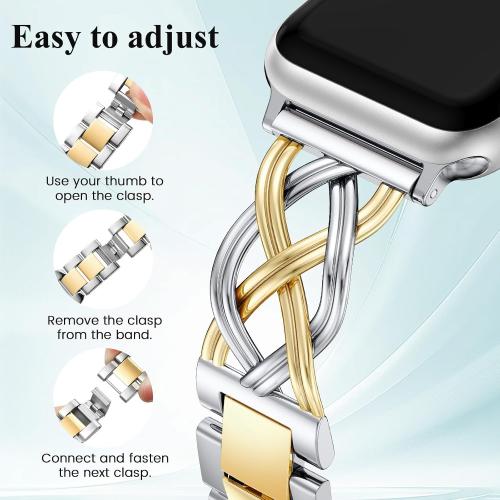 TOYOUTHS Dressy Bracelet Compatible with Apple Watch Bands 38/40/41/42/44/45/46/49mm Women, Celtic Stainless Steel Metal Fancy Nice Pretty Strap for iWatch Series 11 10 9 8 7 6 5 4 Ultra/SE 3 2 1
