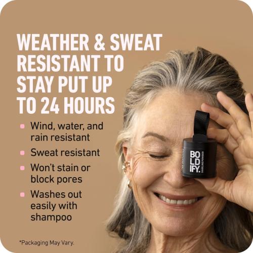 BOLDIFY Hairline Powder - Water-Resistant Root Touch Up Hair Color for Gray Coverage - 24-Hour Stain-Proof, Mess-Free Hair Powder for Thinning Hair - Dark Gray