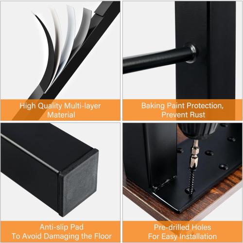 TC-HOMENY 34 Bar Table Legs - Furniture Legs Set of 2, Industrial Style Design Metal Legs for DIY Table Legs (14 Wide)