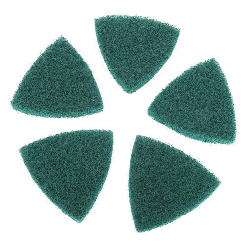 5 Pcs Triangle Scouring Pad, Scouring Stick, Self Adhesive Plate Grinding Machine Accessories, Green Scrub Pads for Surface Sanding Polishing