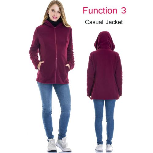 Smallshow Women's Fleece Zip Up 3 in 1 Maternity Baby Wearing Hoodie Sweatshirt Jacket large