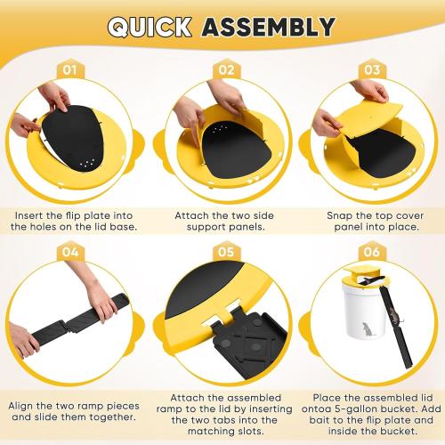 Mouse Traps Bucket Flip Lid, 5 Gallon Bucket Lid Mouse Rat Trap, Auto Reset & Slide Bucket Mouse Trap, Reusable Humane Mouse Rat Traps for Indoor Outdoor