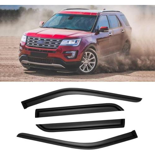 AWVRG Window Rain Guards for 2011-2019 Ford Explorer, Window Visor Guard Vent Wind Shade Deflector Rain Shield Protector Sun Visor for 11-19 Explorer 2019 2018 2017,Tape-on/Outside-Mount, 4 Pieces