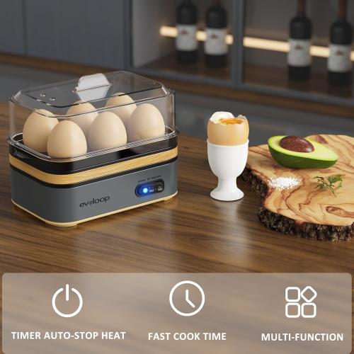 Rapid Egg Cooker Electric 6 Eggs Capacity, Soft, Medium, Hard Boiled, Poacher, Omelet Maker Egg Poacher With Auto Shut-Off, BPA Free