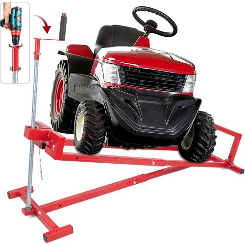 Upgraded Lawn Mower Lift Jack for Riding Lawn Mowers & Garden Tractors, Telescopic Maintenance Lawn Mower Jack Mower Lift with Manual Handle & Power Tool Extension Handle, Weight Capacity 880 Lbs