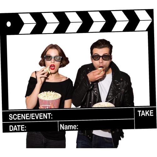 Large Movie Night Photo Booth Props, 25.59 x 15.75 Inch Movie Theme Party Decorations Photo Frame Film Clapper Board for Birthday Party Supplies