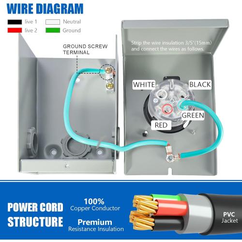 30 Amp Generator Cord and Power Inlet Box, 25FT Generator Cords 30 Amp,125V/250V Generator Power Cord NEMA L14-30P to L14-30R,Twist Lock Connector