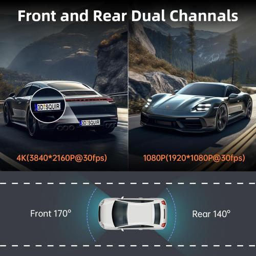 Dash Cam Front and Rear, Ecomoment 4K 1080P Dual Dash Camera for Cars, Built-in WiFi GPS Dashboard Camera, 2.4 IPS Screen Dashcam, 170° Wide, Night Vision, WDR, G-Sensor, 32GB SD Card Included
