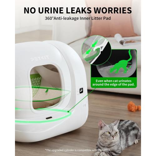 PETKIT PuraMax 2 Automatic Self-Cleaning Cat Litter Box, App Control Automatic Litter Box with Safety Sensors, Odor Free & Anti-Leakage Basic Bundle Includes Trash Bags,2.4G WiFi & Low Entrance