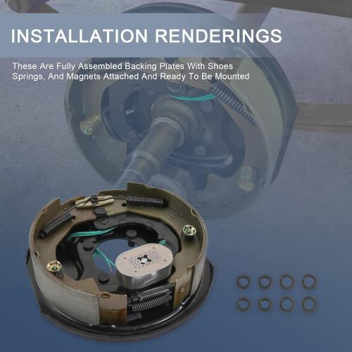 JDMSPEED Pair of 10 x 2-1/4 Self Adjusted Electric Trailer Brake Assembly Left and Right 3500lb Axle Trailer Brake Kit