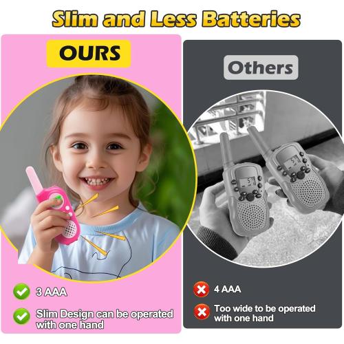 Walkie Talkies for Kids 22 Channels Long Range 2 Way Radio Toys for 3-12 Ages with LCD Flash Light,Birthday Gifts for 4 5 6 7 8 9 Years Old Boys Girls for Camping Hiking Indoor Outdoor (Pink)