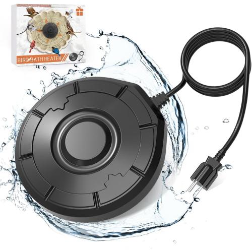 Bird Bath Heater,Birdbaths De-Icer,Birdbath Water Heater Deicer with Thermostatically Controlled,Heated Bird Bath Deicer Suitable for Birdbath Farm Livestock Drinking Outdoors in Winter,Black