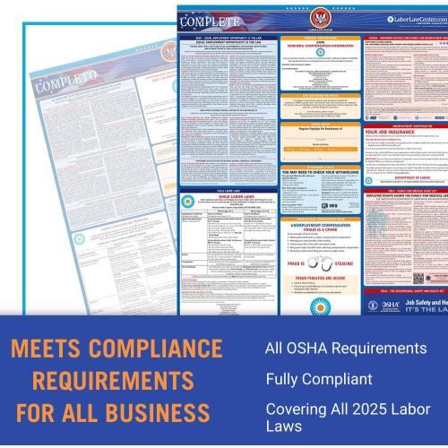2025 Washington Labor Law Poster- State, Federal, OSHA Compliant- Workplace Required Posting for Employees- English Employment Poster- UV Laminated Waterproof- 26 x 39.5”- English
