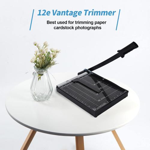 ISDIR Guillotine Paper Cutter 12 with Integrated Pressure Bar – Heavy Duty Metal Base, 12-Sheet Capacity, Magnetic Guide & Safety Guard – Precision Trimmer for Cardstock, Crafts, DIY, Photos & Office