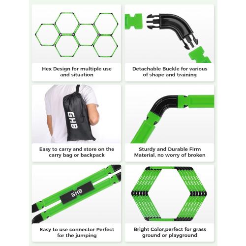 GHB Hex Agility Rings Speed Rings with Carrying Bag 6 Set Portable Hexagon Rings, Agility Ladder for Agility Footwork Training