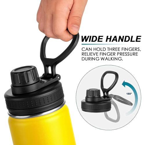 Color Yellow koodee Insulated Water Bottle, 22 oz Stainless Steel Double Wall Vacuum Wide Mouth Sport Bottle with Leakproof Spout Lid (Yellow)
