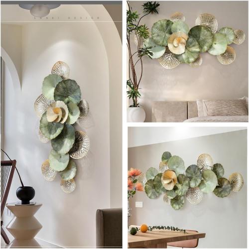 Brogana Large Wall Decor, 3D Handmade Metal Wall Art, Boho Lotus Leaf Metal Wall Decoration, Nautical Coastal Wall Decor, for Living Room Kitchen Office Yoga Room