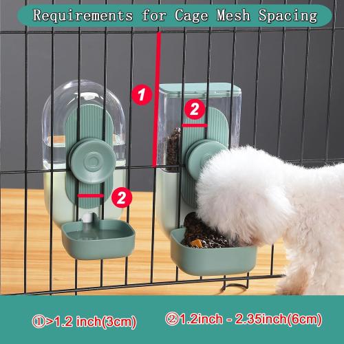 Hanging Automatic Food and Water Dispenser, Gravity Rabbit Feeder Set, Cage Cat and Bunny Food Bowl (Cage Grid Spacing Over 1.2'')