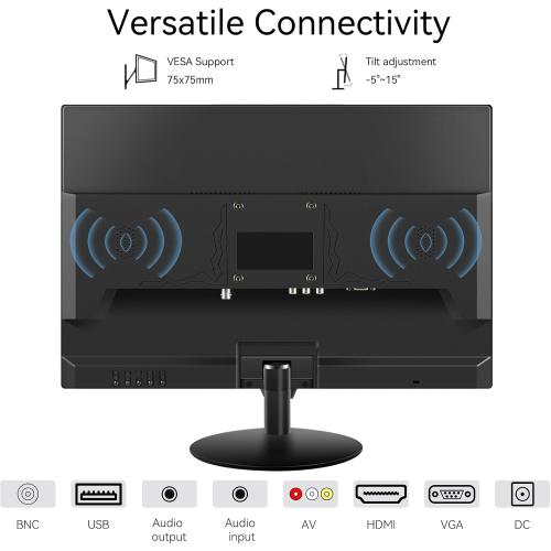 21.5 inch Computer Monitor 1920x1080 PC Monitor with HDMI VGA AV BNC USB Ports, 60Hz, 5Ms, VESA, Display Build-in Speakers for Office Home