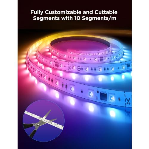 Govee RGBWWIC Strip Light 2 Pro with Matter, 16.4ft Smart LED Strip Lights Work with Alexa and Google Assistant, DIY Color Changing Light Strip, LED Lights for Bedroom, Cabinet, Party, Home Decor