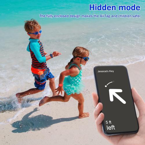 R-fun Waterproof for Air Tag Bracelets [2 Pack] Compatible with Apple Air Tag Finders with Soft Silicone,Anti Lost GPS Item Finders Case Cover,Night Blue/Red