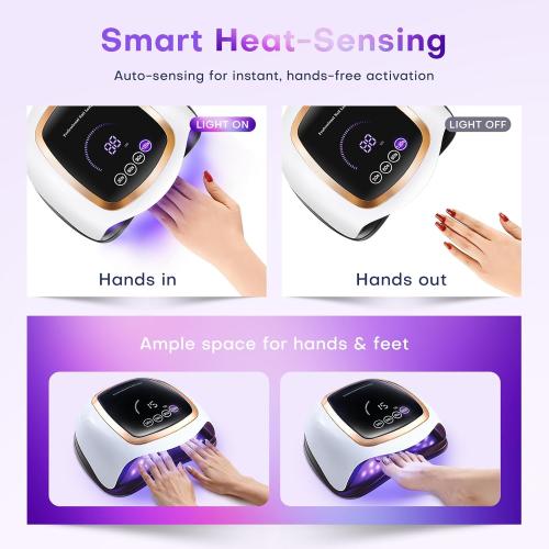 UV LED Nail Lamp, Gugusure Upgrade 180W Nail Dryer for Gel Polish with LCD Display, Auto Sensor and 4 Timer Settings, Professional Curing Lamp Light with 42 Beads for Salon and Home