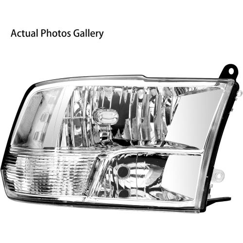 Pair Headlights Assembly Set For 2009 2010 2011 2012-2018 Dodge Ram 1500 2500 3500 5500 ST SXT SLT Pickup/2019-2022 Ram 1500 Classic Truck Replacement Headlamps Chrome Housing Clear Lens LH&RH