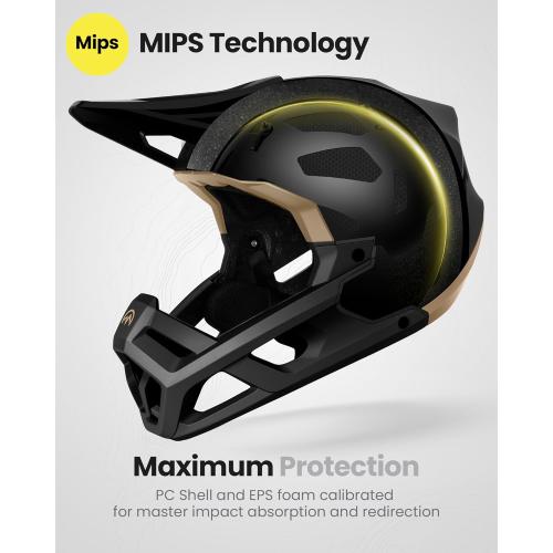 Size small OutdoorMaster MIPS Full Face Mountain Bike Helmet for Men & Women - Two Removable Chin Pad, Ventilation Lightweight - Racing Downhill DH BMX MTB Helmet
