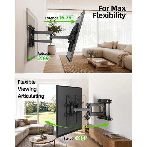 USX MOUNT UL Listed TV Wall Mount for 42-84 TVs up to 110lbs and 8-24 Wood Studs, TV Mount with Tilt, Swivel & Extension, Wall Mounts Bracket with Dual Articulating Arms, Max VESA 600x400mm