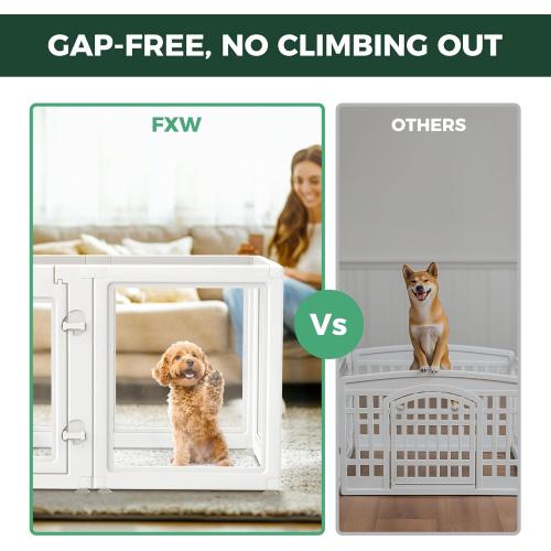 FXW AuraSpace Acrylic Indoor Dog Playpen for Puppies and Small Dogs, 24 Inch, 12 Panels, White