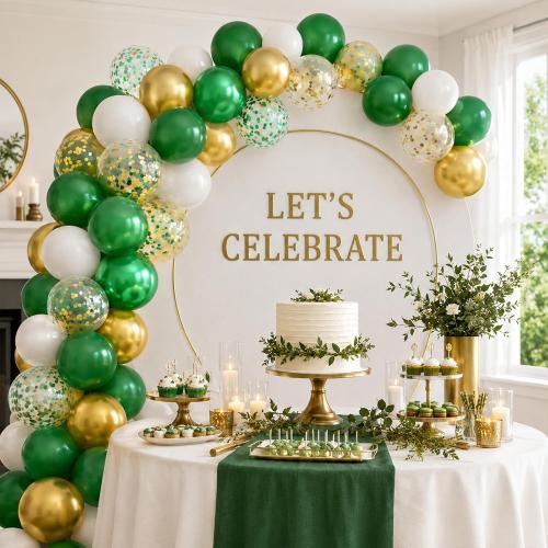 Green Gold Balloons 60PCS Metallic Gold Green for Safari Jungle Baby Shower