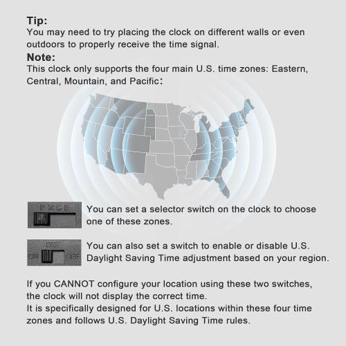 Atomic Outdoor Wall Clock  Sealed Outdoor Waterproof Clock with Temperature, Auto-Set Time, Easy to Read - Large Patio, Pool Clock for Outside, Backyard, Garden